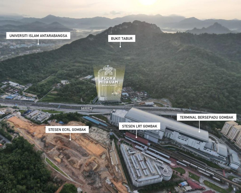 Site map of Flora Hijauan Melati East that is near to Station that is next to ECRL, Stesen LRT Gombak and Terminal Bersepadu Gombak.